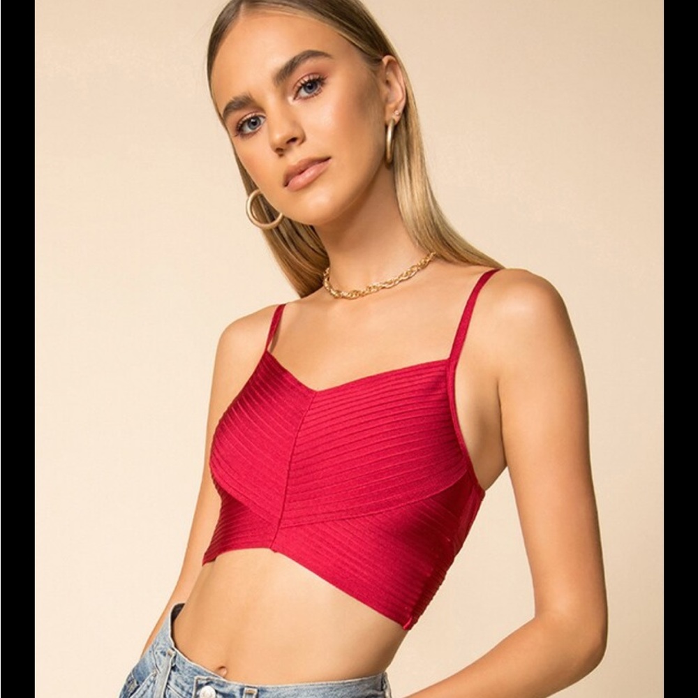 Superdown red crop top